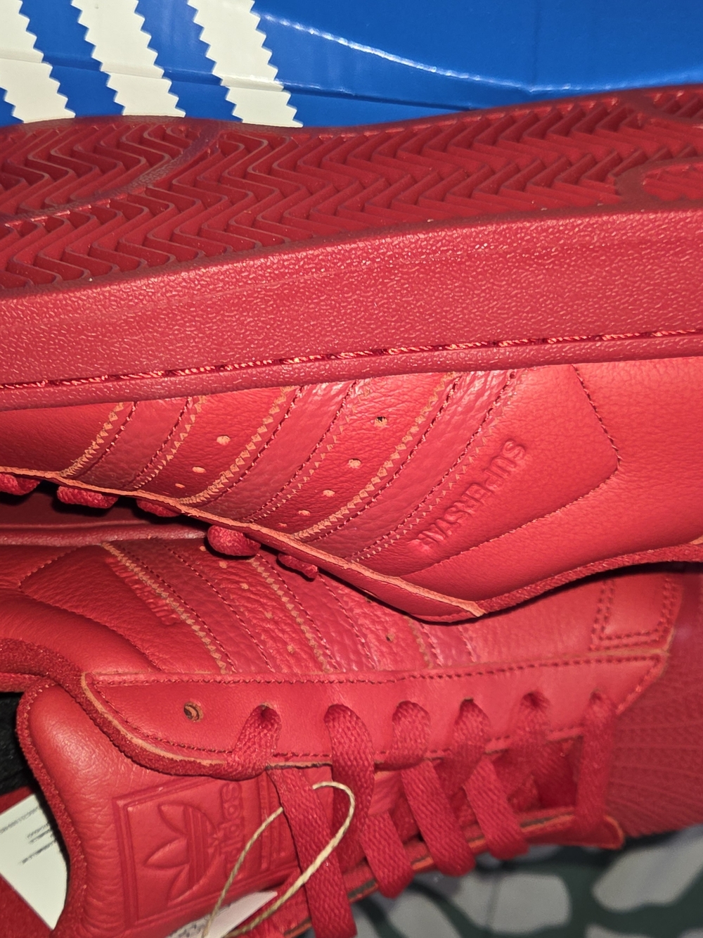 adidas Men’s Red Leather Shell-Toe Sneakers - Picture 5 of 5